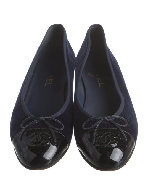 Chanel Interlocking CC Logo Velvet Flats