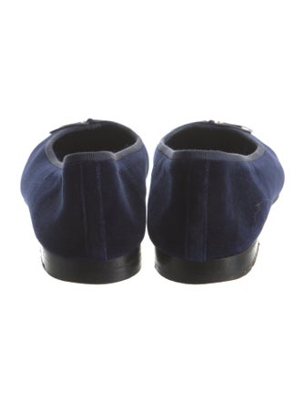 Chanel Interlocking CC Logo Velvet Flats