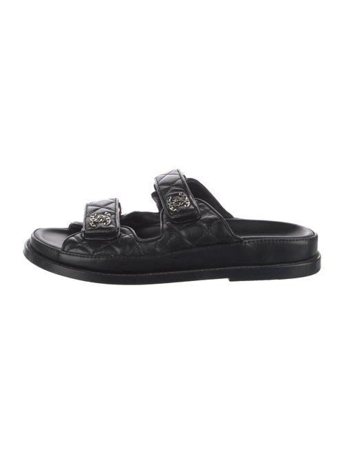 Chanel Interlocking CC Logo Leather Slides