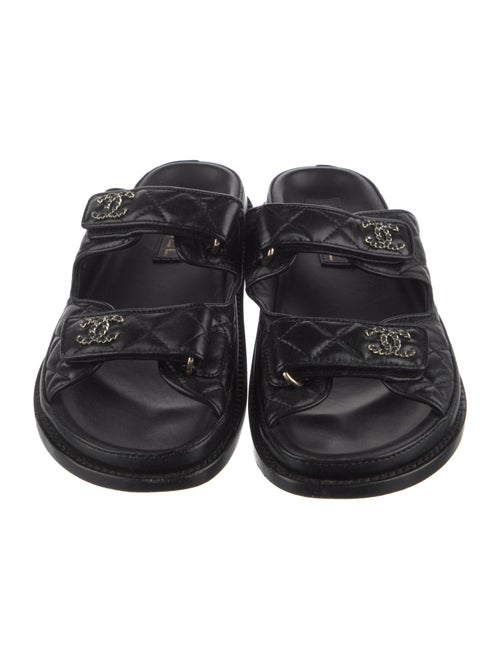 Chanel Interlocking CC Logo Leather Slides