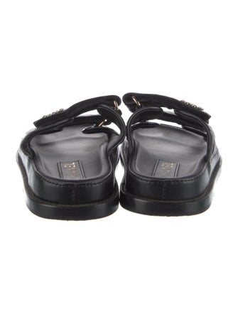 Chanel Interlocking CC Logo Leather Slides