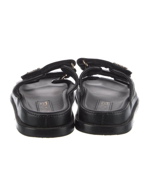 Chanel Interlocking CC Logo Leather Slides