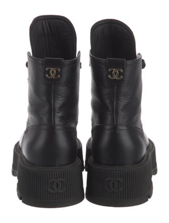 Chanel Interlocking CC Logo Leather Combat Boots