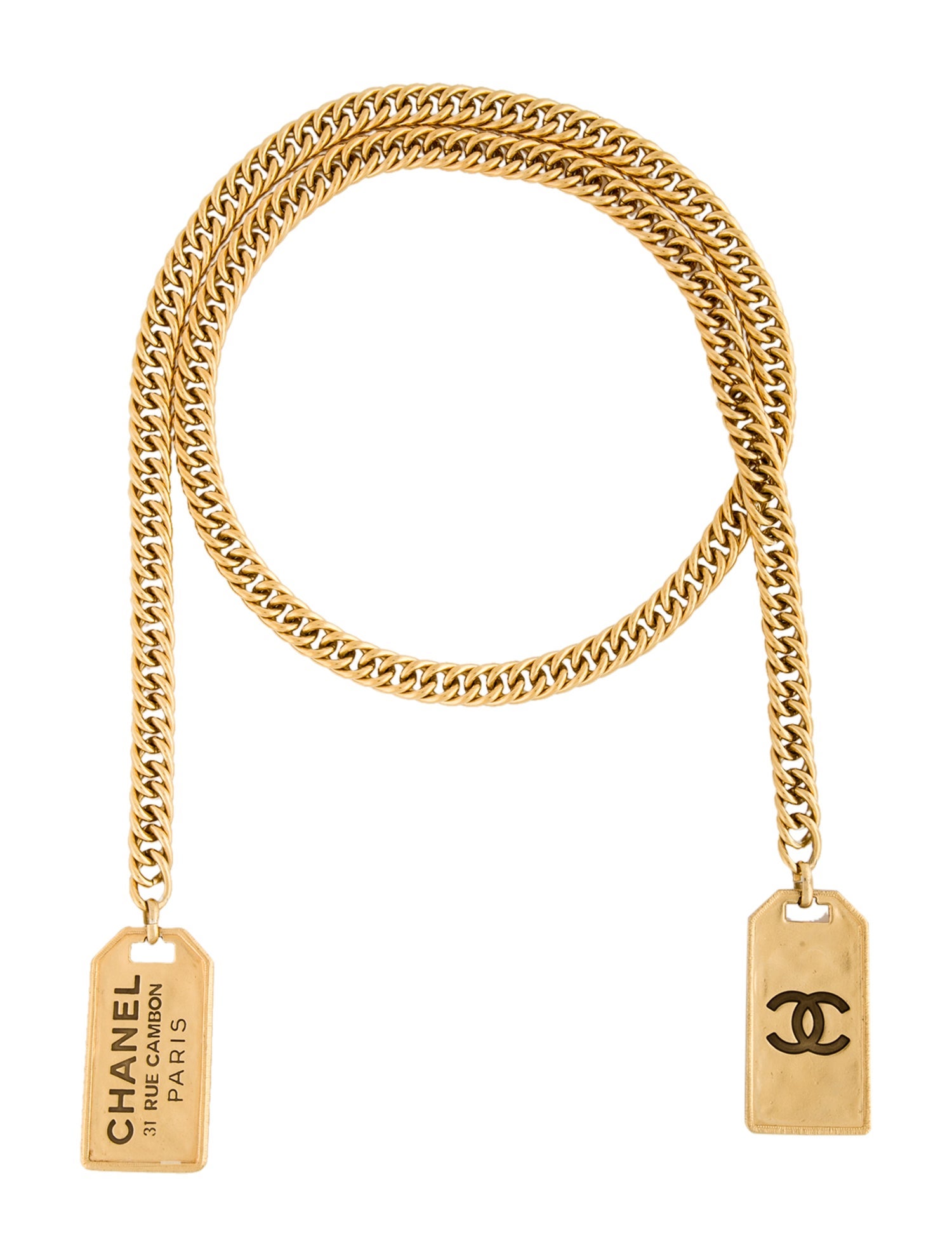 Chanel 2020 Resin Rue Cambon Tag Lariat Necklace