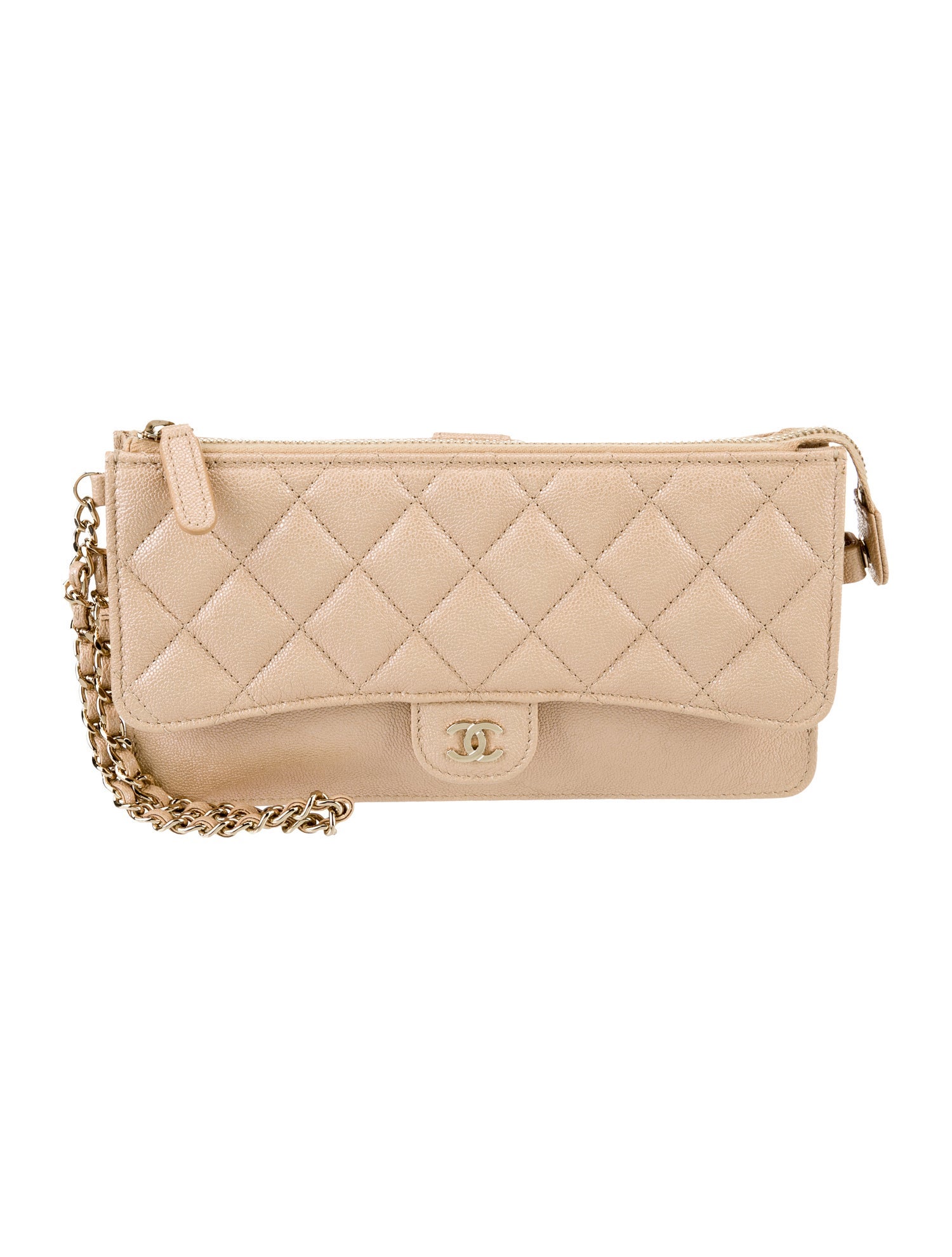 Chanel Iridescent Quilted CC Clutch w/ Chain