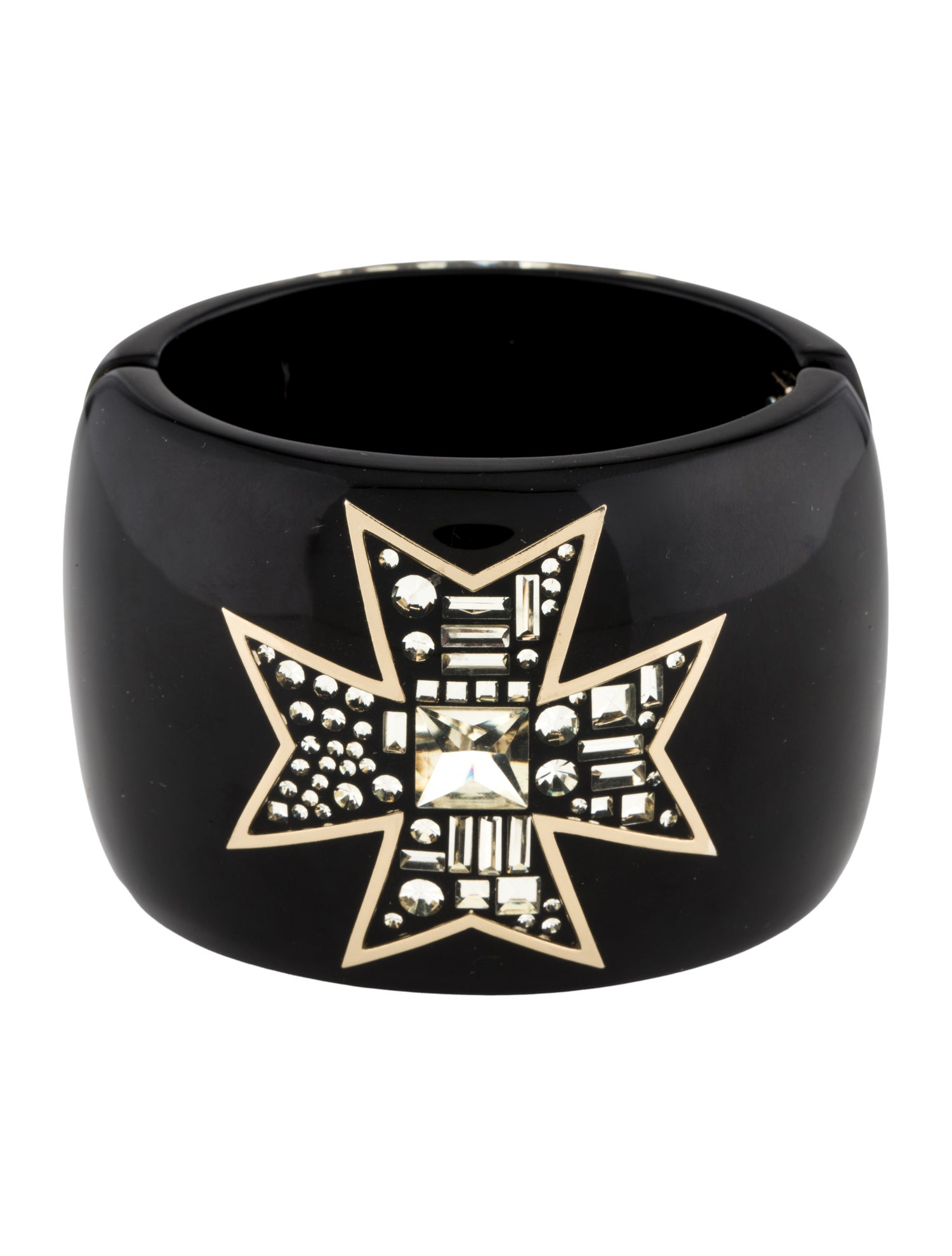 Chanel Strass & Resin CC Hinged Bangle