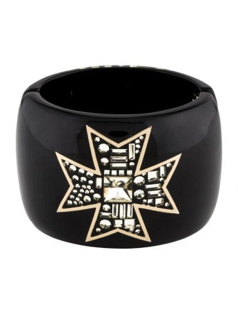 Chanel Strass & Resin CC Hinged Bangle