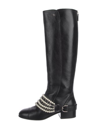 Chanel Interlocking CC Logo Leather Riding Boots