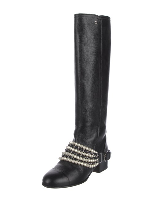 Chanel Interlocking CC Logo Leather Riding Boots