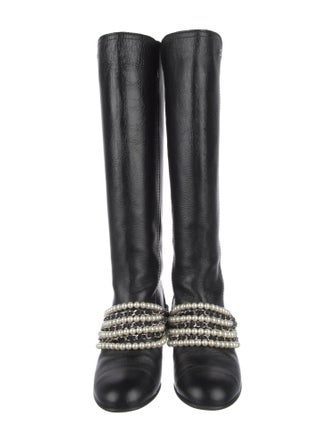 Chanel Interlocking CC Logo Leather Riding Boots