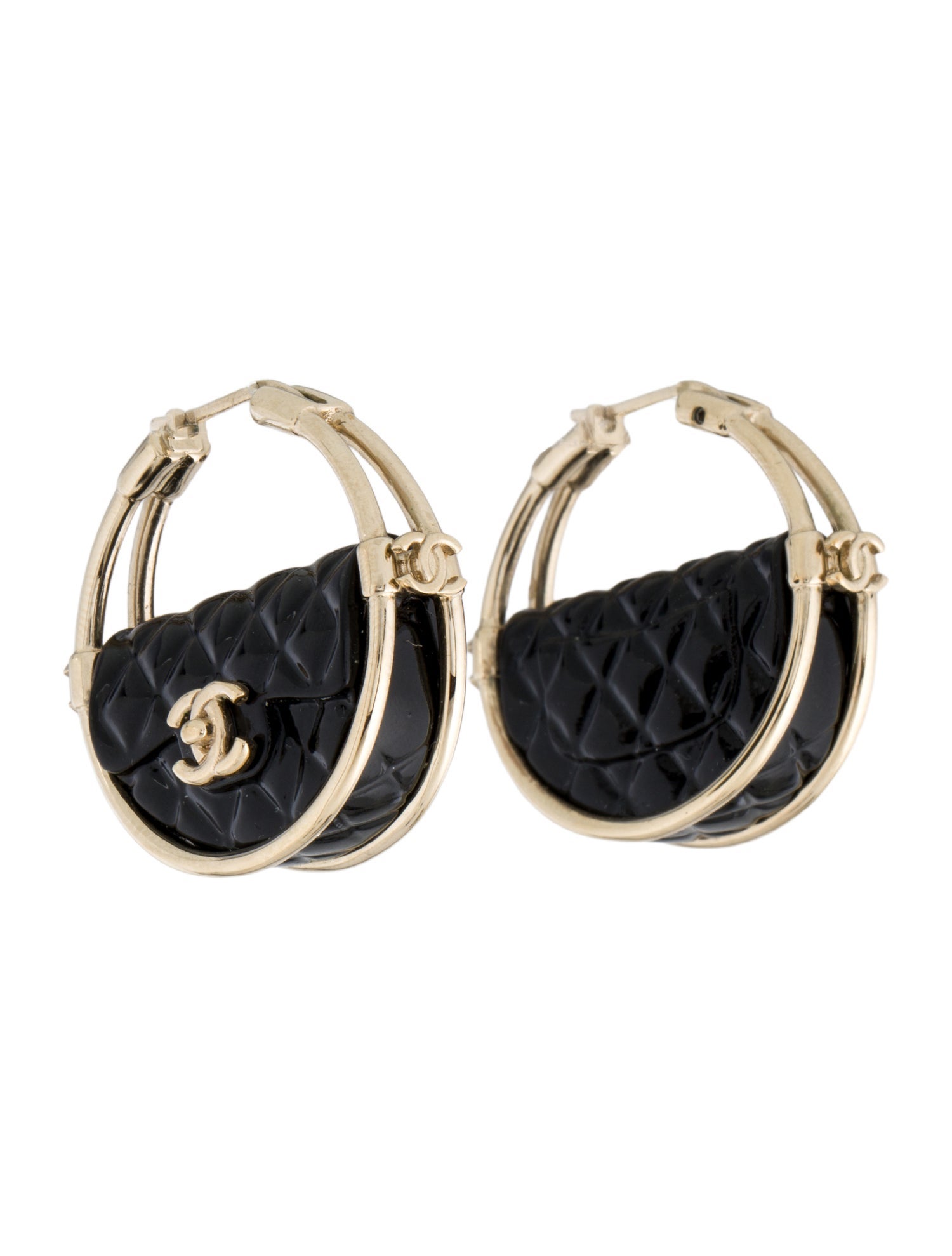 Chanel 2023 Resin Flap Bag CC Hoop Earrings