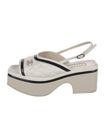 Chanel 2023 Interlocking CC Logo Slingback Sandals