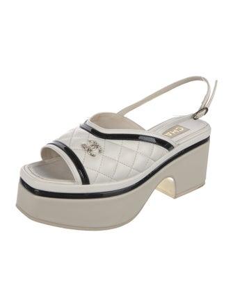 Chanel 2023 Interlocking CC Logo Slingback Sandals