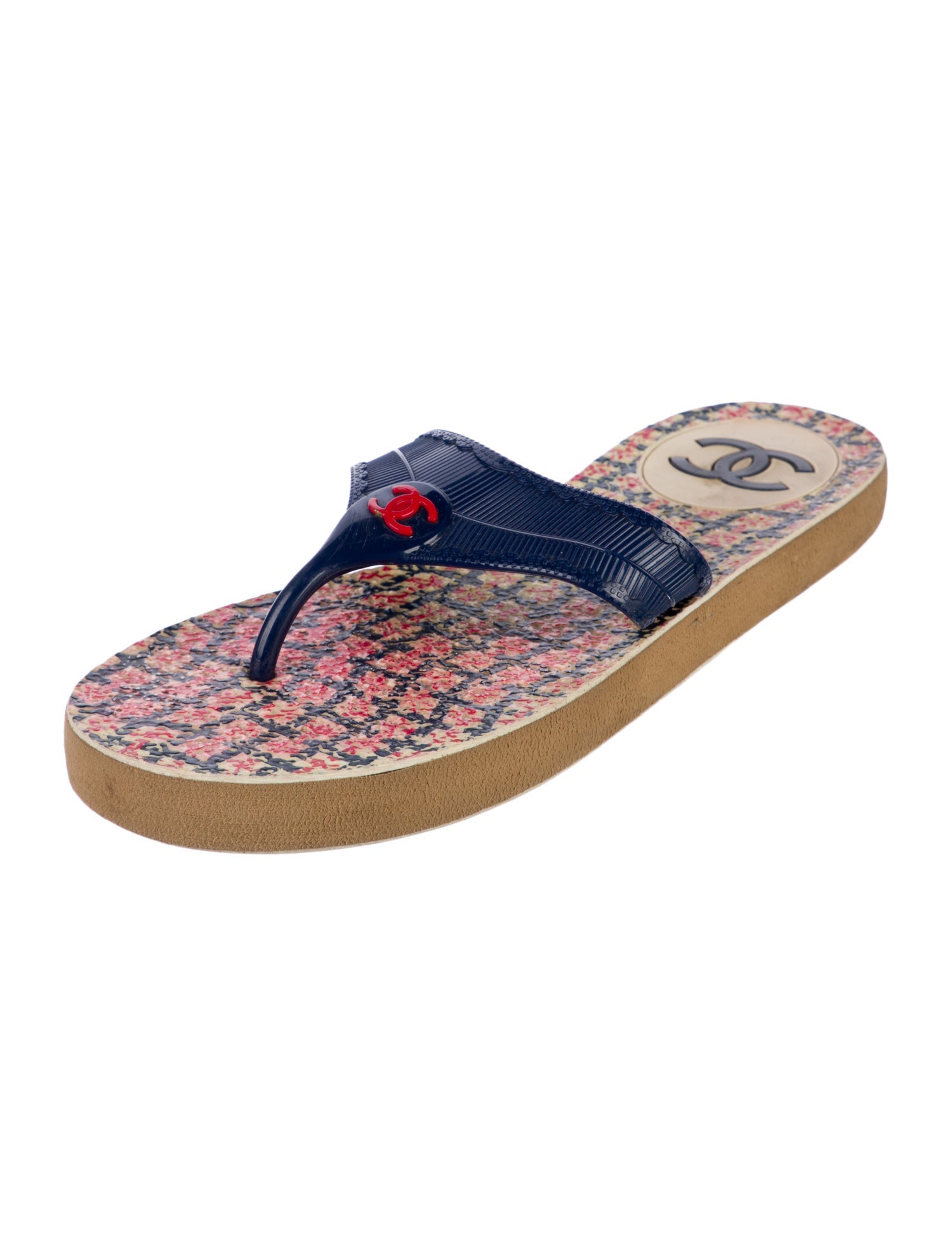 Chanel Interlocking CC Logo Rubber Flip Flops