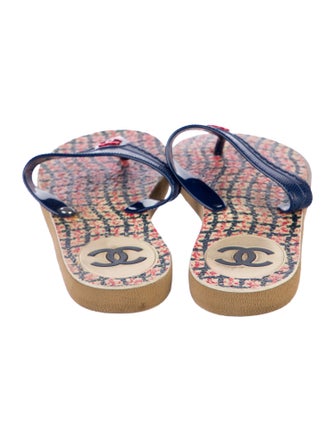 Chanel Interlocking CC Logo Rubber Flip Flops