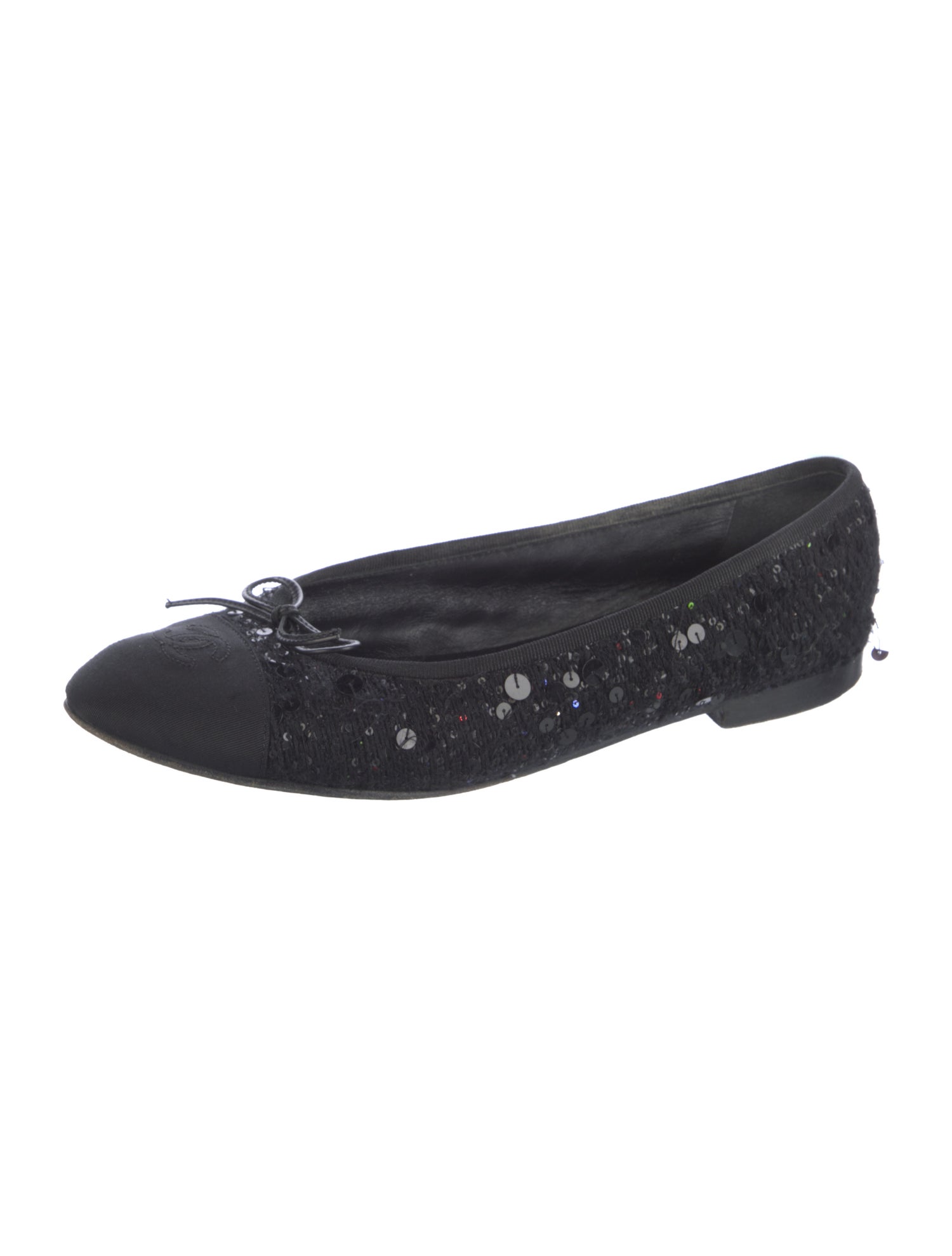 Chanel Interlocking CC Logo Tweed Ballet Flats