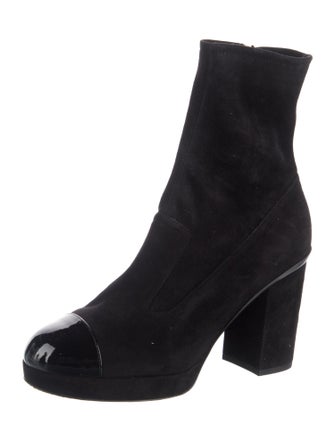 Chanel Interlocking CC Logo Suede Boots