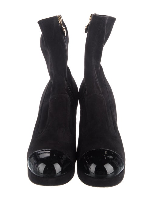 Chanel Interlocking CC Logo Suede Boots