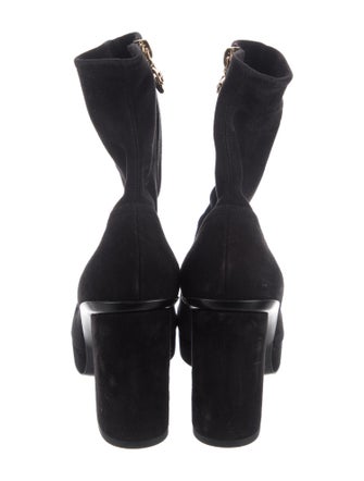 Chanel Interlocking CC Logo Suede Boots