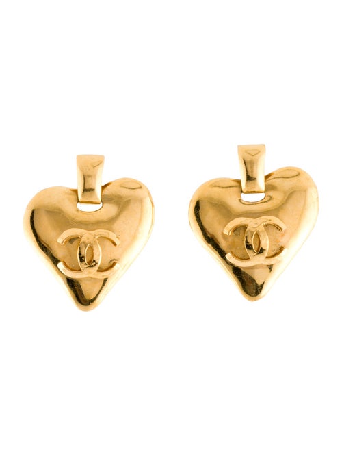 Chanel Vintage CC Heart Clip-On Earrings