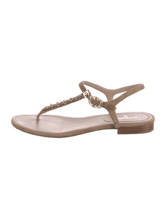 Chanel 2020 Interlocking CC Logo T-Strap Sandals