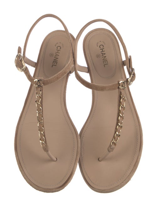 Chanel 2020 Interlocking CC Logo T-Strap Sandals