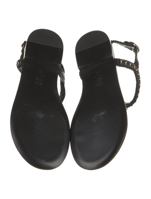 Chanel Interlocking CC Logo Lambskin T-Strap Sandals