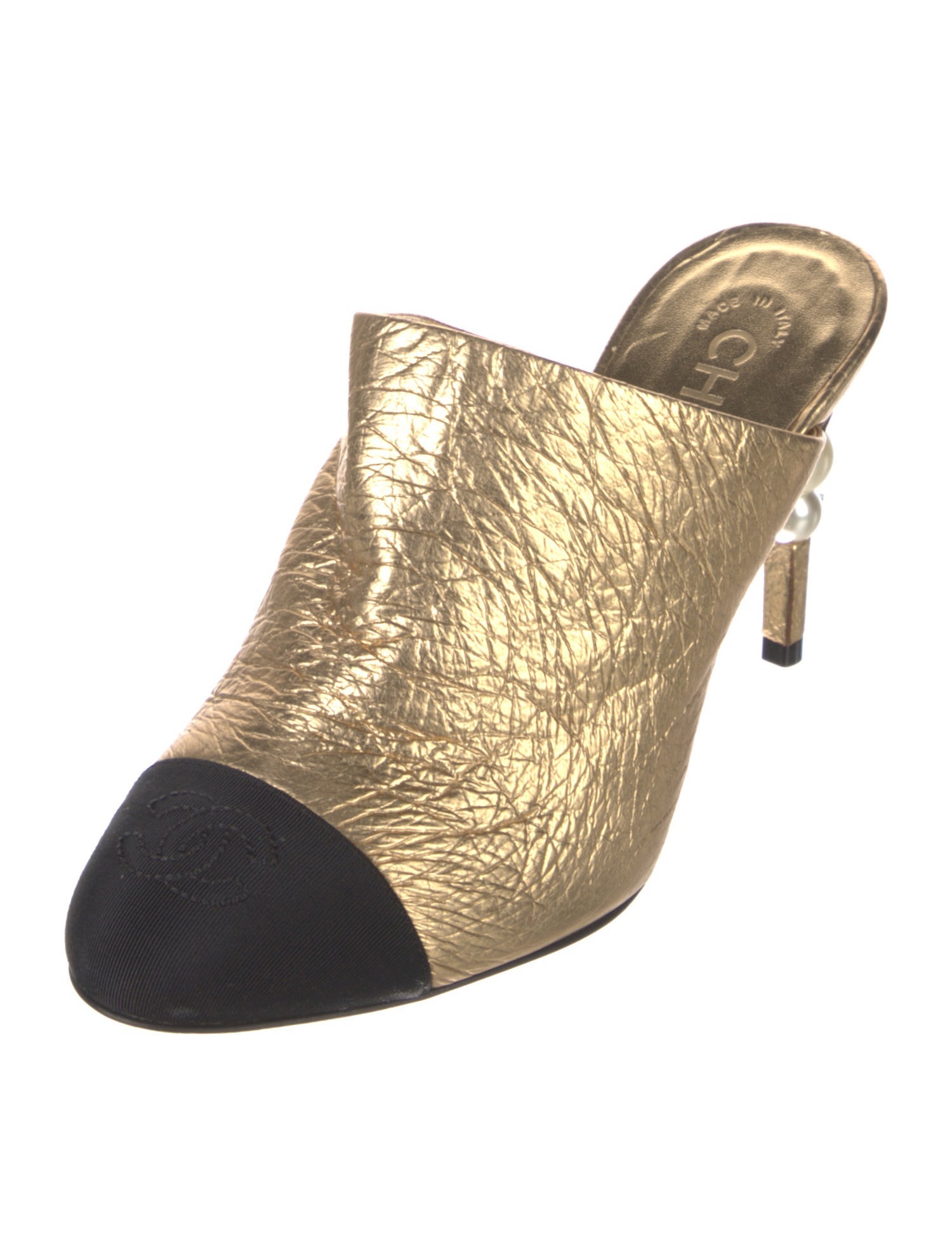 Chanel Interlocking CC Logo Leather Mules