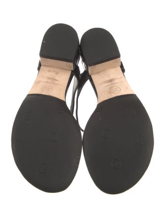 Chanel Interlocking CC Logo Leather T-Strap Sandals