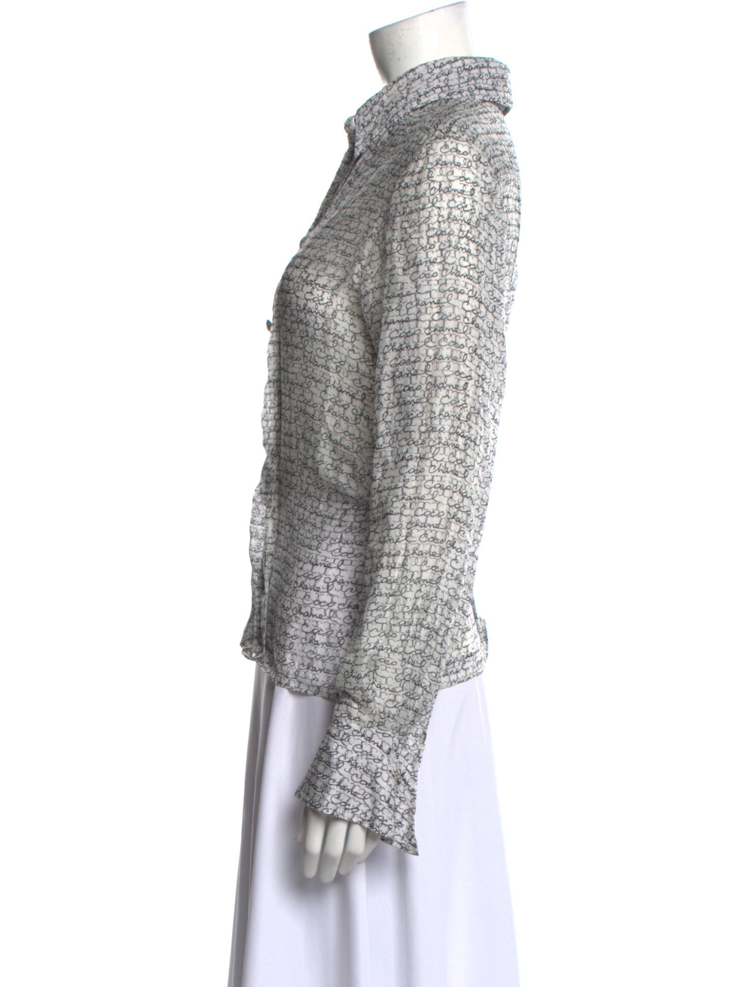 Chanel 2022 Silk Button-Up Top