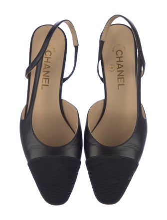 Chanel Interlocking CC Logo Leather Slingback Pumps