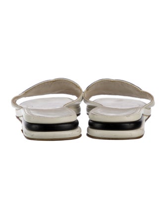 Chanel Interlocking CC Logo Leather Slides