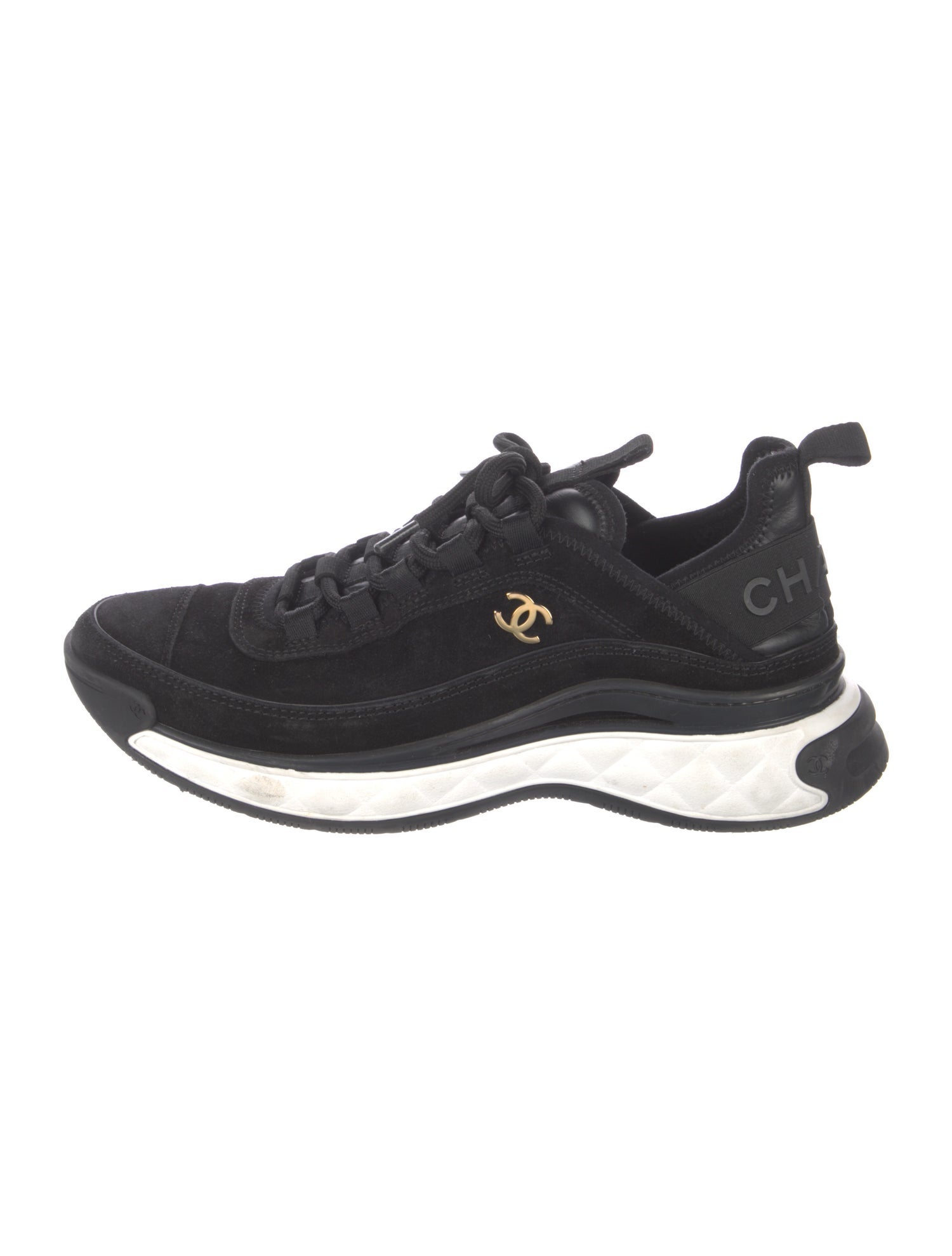 Chanel Interlocking CC Logo Suede Sneakers