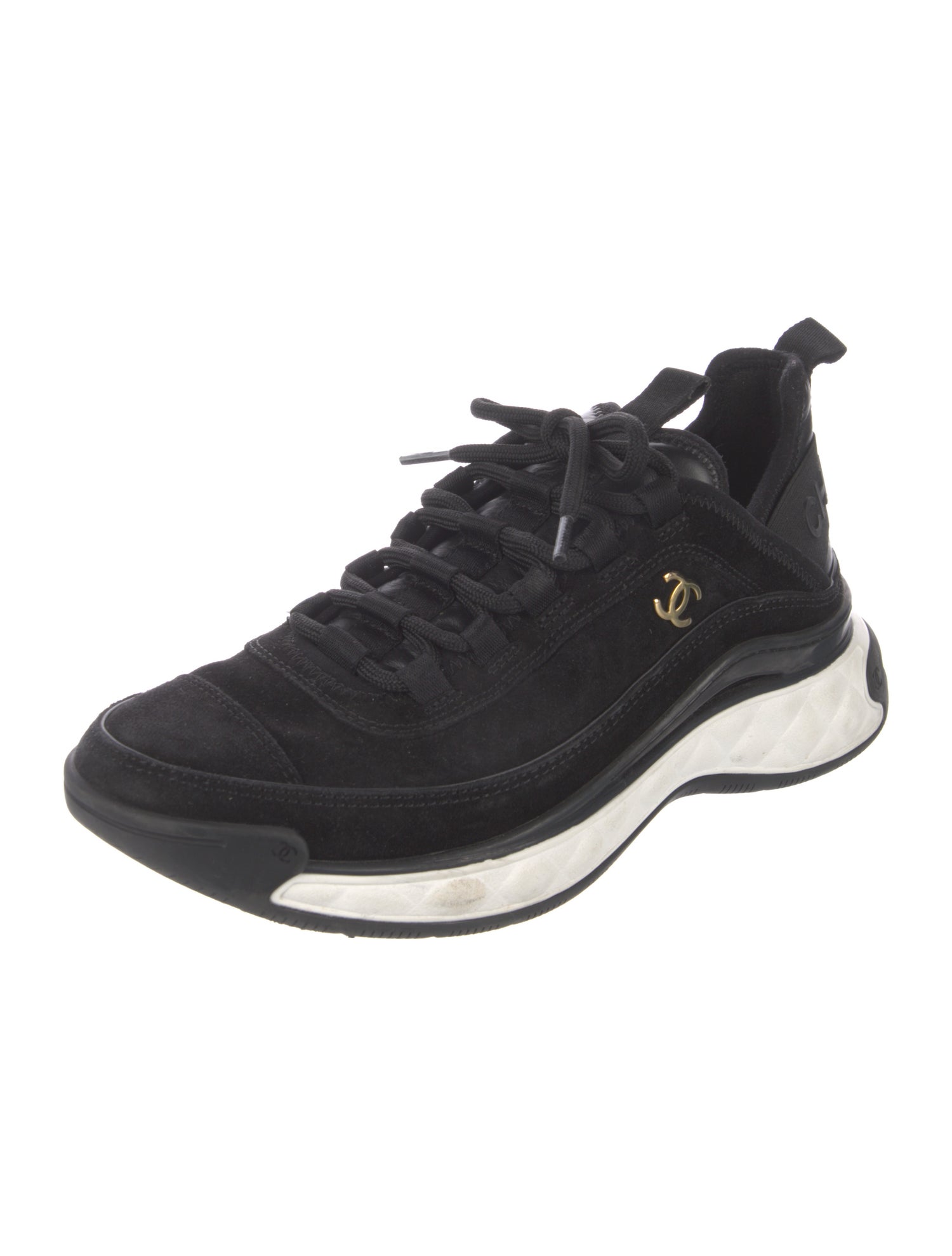 Chanel Interlocking CC Logo Suede Sneakers