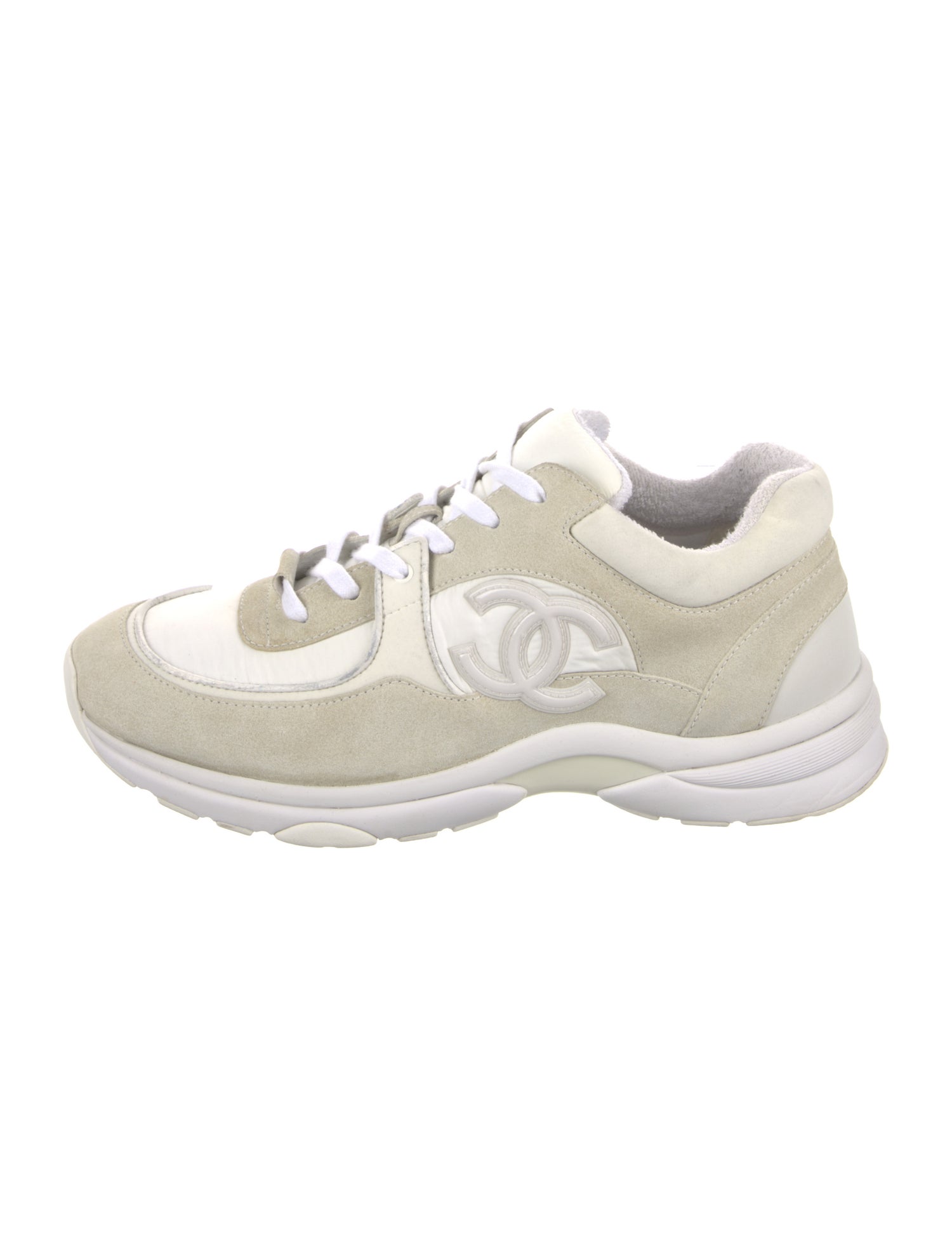 Chanel Interlocking CC Logo Suede Sneakers