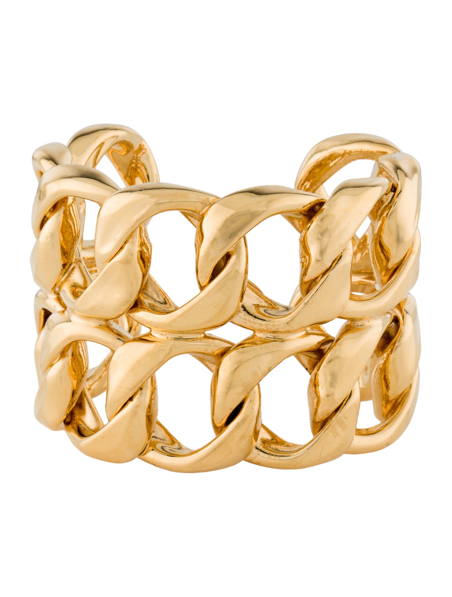 Chanel Vintage Wide Curb Link Cuff Bracelet