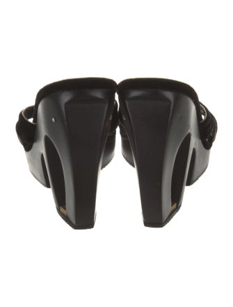 Chanel Interlocking CC Logo Velvet Slides