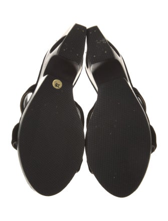 Chanel Interlocking CC Logo Velvet Slides