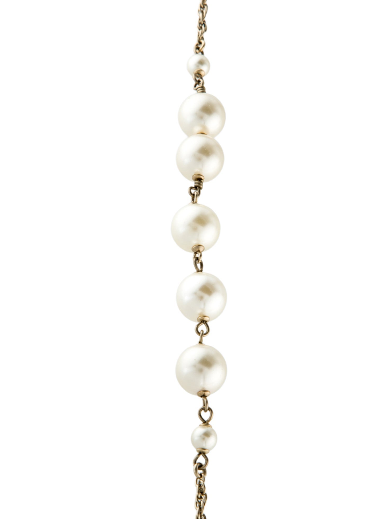 Chanel Faux Pearl, Strass, & Enamel CC Station Necklace