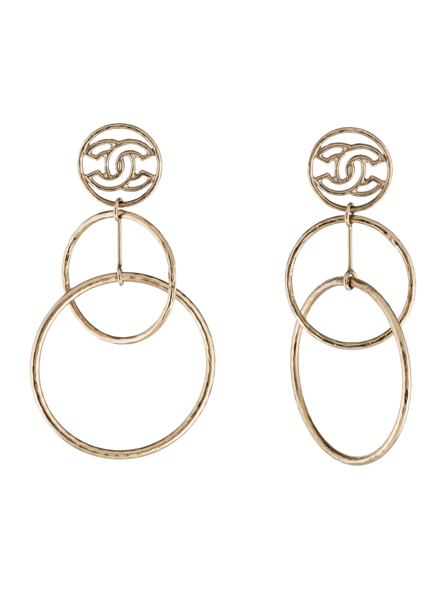 Chanel CC Circle Hoop Drop Earrings