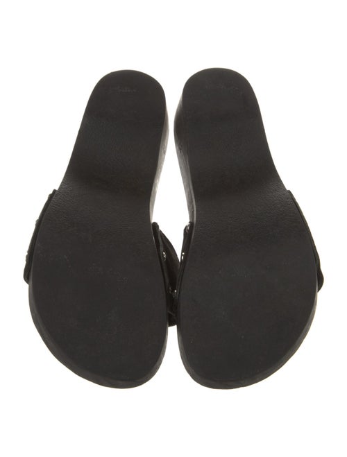 Chanel Interlocking CC Logo Suede Slides