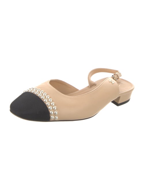 Chanel Interlocking CC Logo Lambskin Slingback Flats