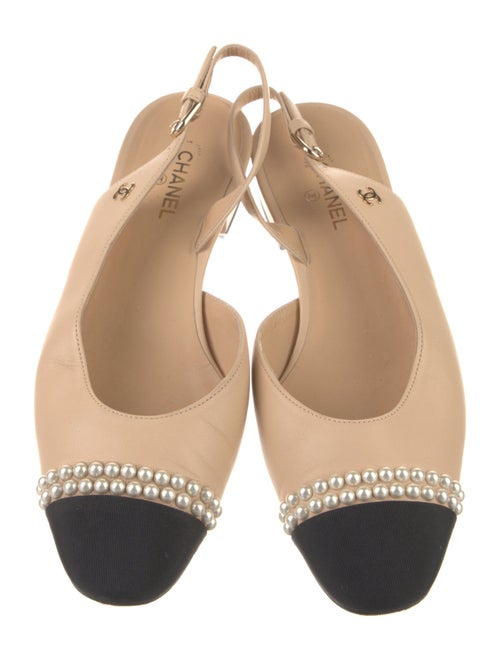 Chanel Interlocking CC Logo Lambskin Slingback Flats