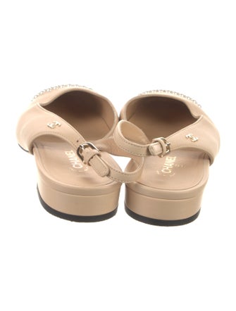 Chanel Interlocking CC Logo Lambskin Slingback Flats