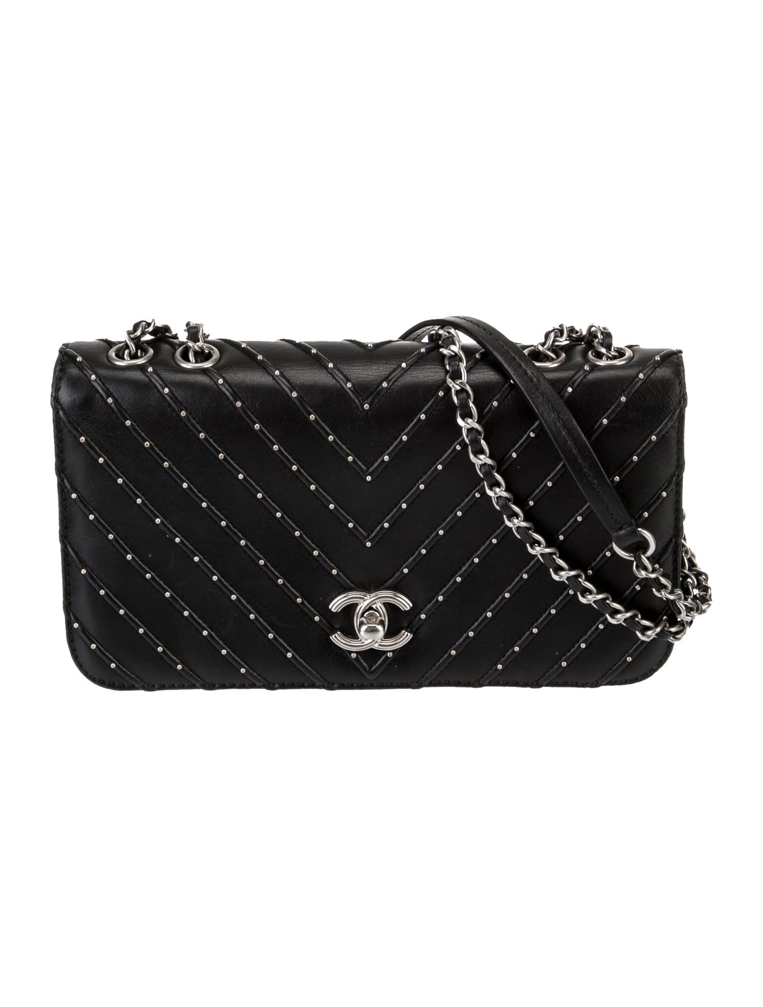 Chanel Studded Chevron CC Flap Bag
