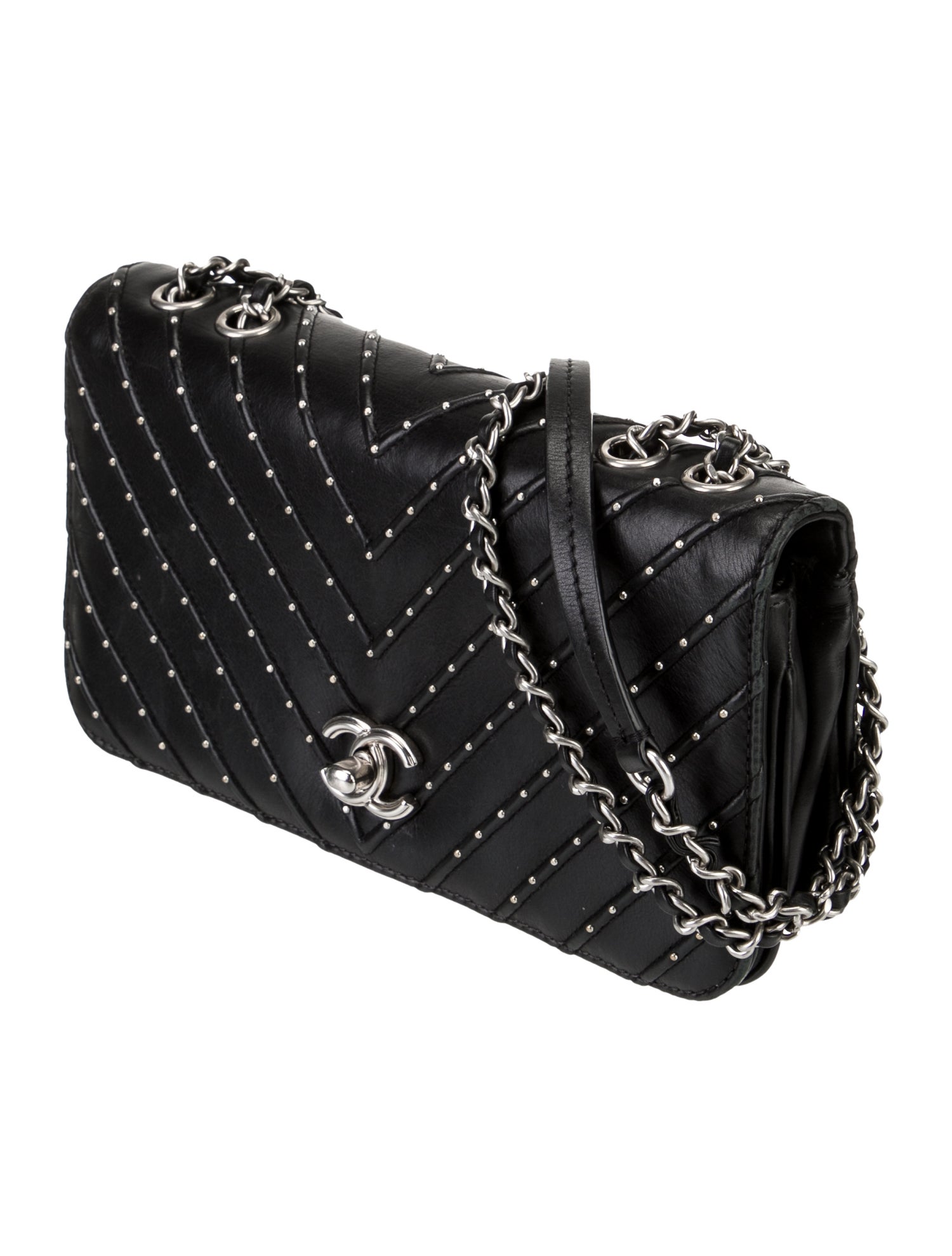 Chanel Studded Chevron CC Flap Bag