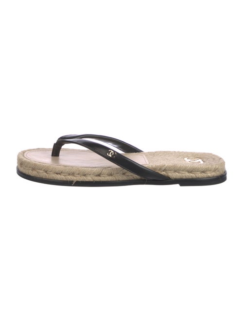 Chanel Interlocking CC Logo Leather Flip Flops