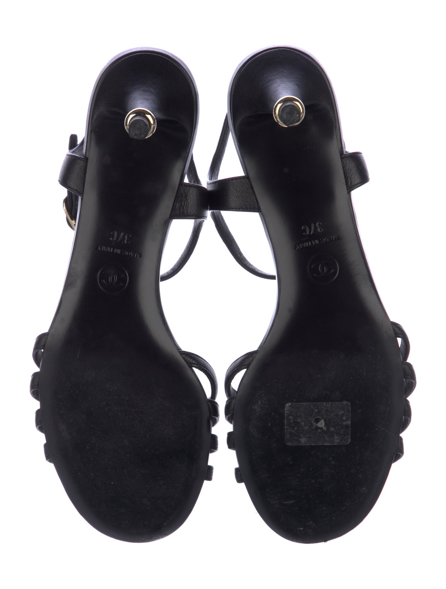 Chanel Interlocking CC Logo Lambskin Sandals