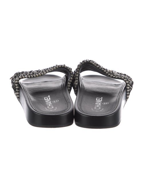Chanel Interlocking CC Logo Tweed Slides