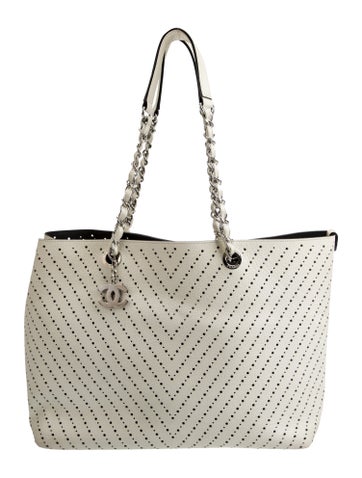 Chanel Totes Large Perforated Shopping Tote w/Pouch